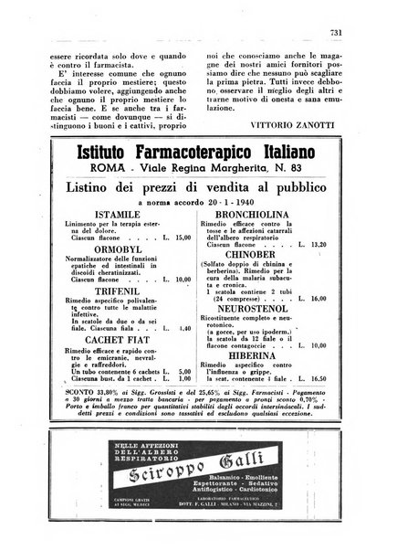 Il farmacista italiano bollettino ufficiale mensile del Sindacato nazionale fascista dei farmacisti