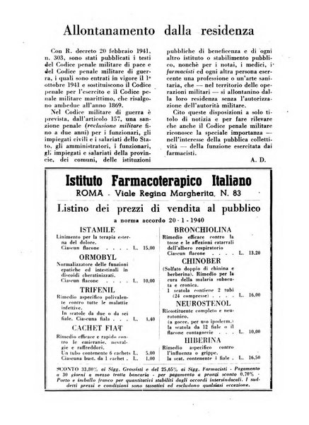 Il farmacista italiano bollettino ufficiale mensile del Sindacato nazionale fascista dei farmacisti