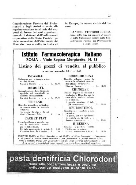 Il farmacista italiano bollettino ufficiale mensile del Sindacato nazionale fascista dei farmacisti