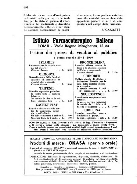 Il farmacista italiano bollettino ufficiale mensile del Sindacato nazionale fascista dei farmacisti