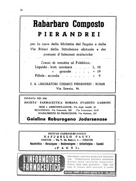 Il farmacista italiano bollettino ufficiale mensile del Sindacato nazionale fascista dei farmacisti