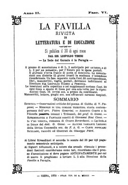 La favilla rivista di letteratura e di educazione