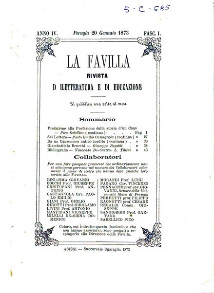 La favilla rivista di letteratura e di educazione