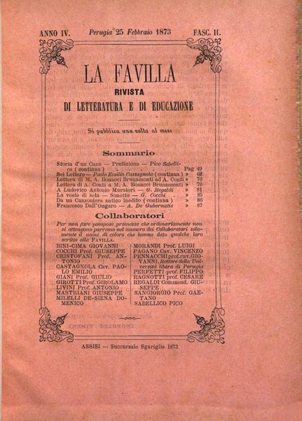 La favilla rivista di letteratura e di educazione