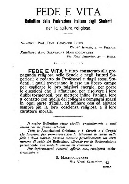 Fede e vita bollettino della Federazione italiana degli studenti per la cultura religiosa