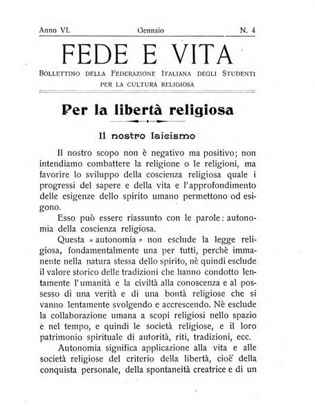 Fede e vita bollettino della Federazione italiana degli studenti per la cultura religiosa