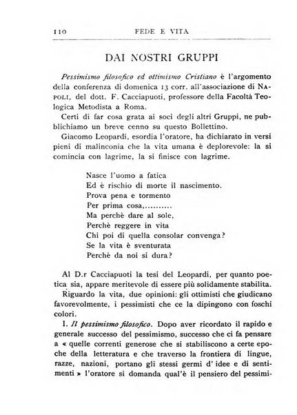 Fede e vita bollettino della Federazione italiana degli studenti per la cultura religiosa