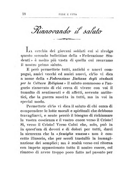 Fede e vita bollettino della Federazione italiana degli studenti per la cultura religiosa