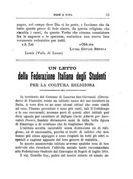 Fede e vita bollettino della Federazione italiana degli studenti per la cultura religiosa