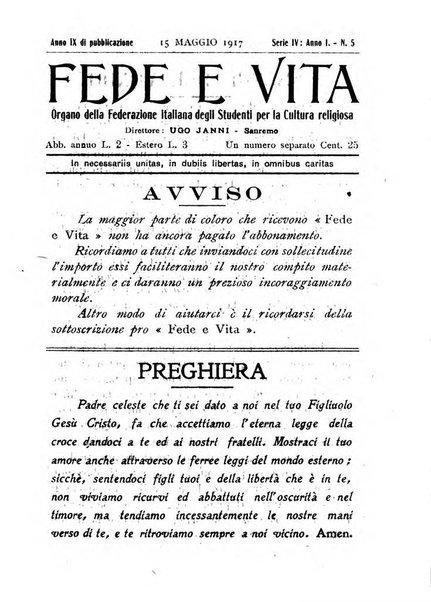 Fede e vita bollettino della Federazione italiana degli studenti per la cultura religiosa