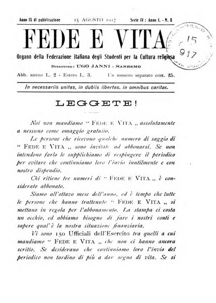 Fede e vita bollettino della Federazione italiana degli studenti per la cultura religiosa