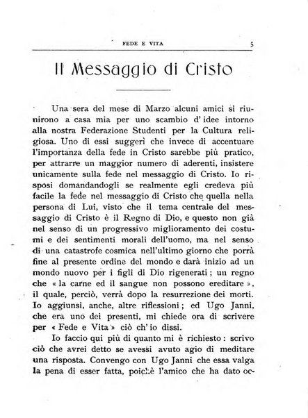 Fede e vita bollettino della Federazione italiana degli studenti per la cultura religiosa