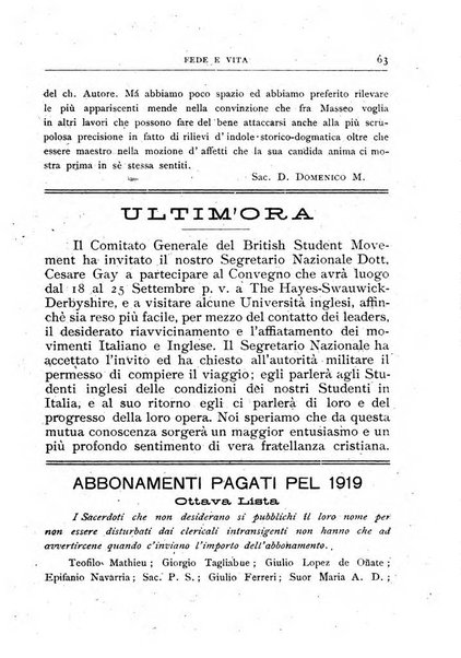 Fede e vita bollettino della Federazione italiana degli studenti per la cultura religiosa