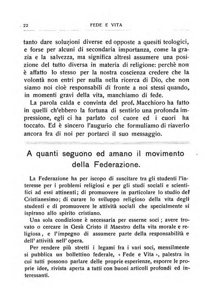 Fede e vita bollettino della Federazione italiana degli studenti per la cultura religiosa