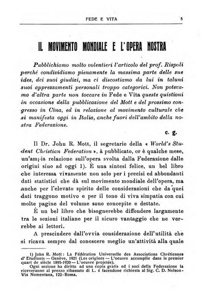 Fede e vita bollettino della Federazione italiana degli studenti per la cultura religiosa