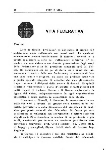 Fede e vita bollettino della Federazione italiana degli studenti per la cultura religiosa