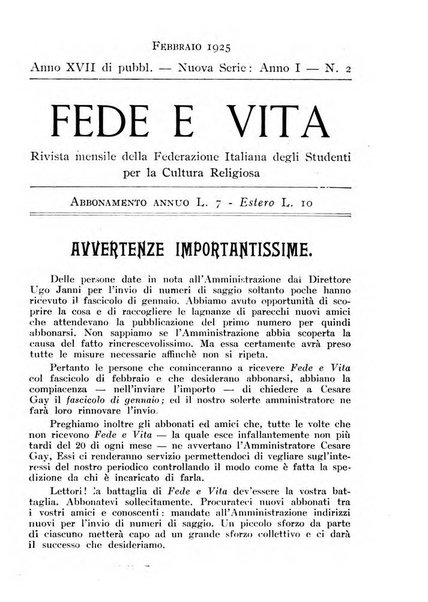 Fede e vita bollettino della Federazione italiana degli studenti per la cultura religiosa