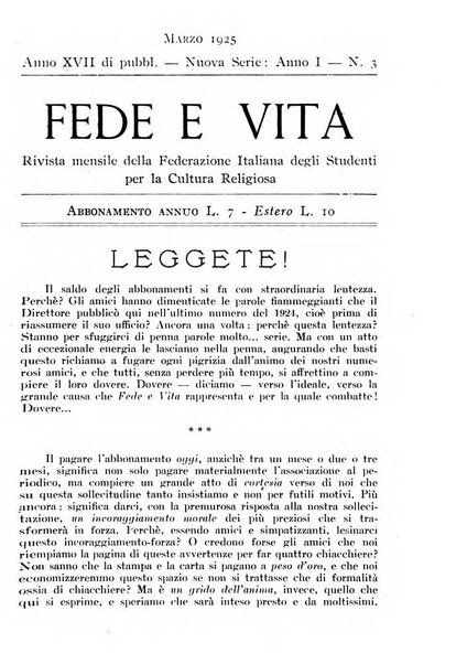 Fede e vita bollettino della Federazione italiana degli studenti per la cultura religiosa