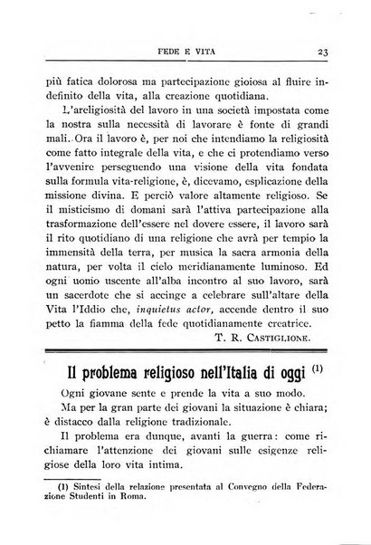 Fede e vita bollettino della Federazione italiana degli studenti per la cultura religiosa