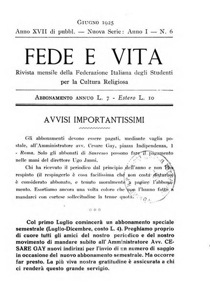 Fede e vita bollettino della Federazione italiana degli studenti per la cultura religiosa