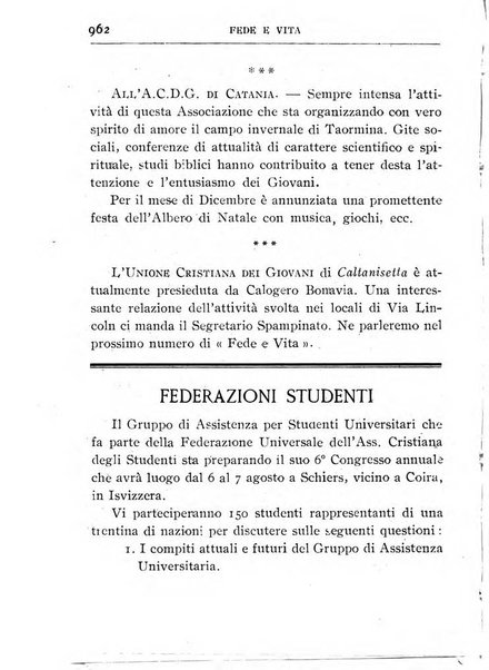 Fede e vita bollettino della Federazione italiana degli studenti per la cultura religiosa