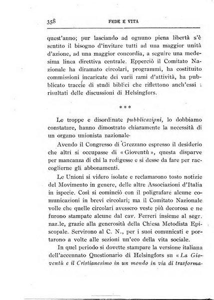 Fede e vita bollettino della Federazione italiana degli studenti per la cultura religiosa