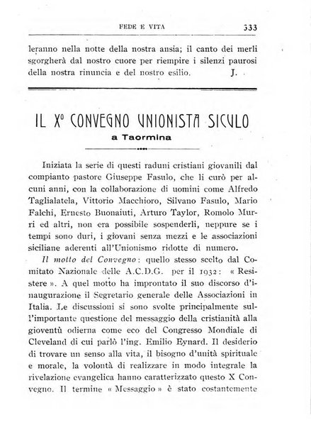 Fede e vita bollettino della Federazione italiana degli studenti per la cultura religiosa