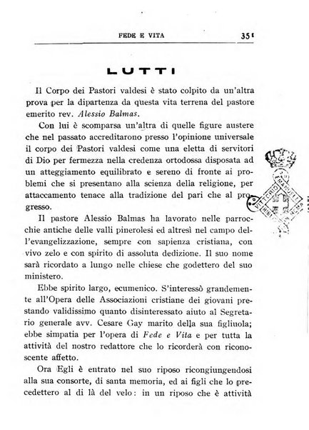 Fede e vita bollettino della Federazione italiana degli studenti per la cultura religiosa