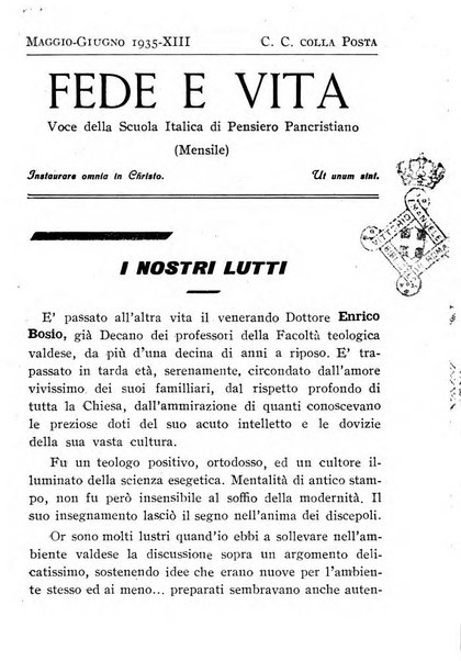 Fede e vita bollettino della Federazione italiana degli studenti per la cultura religiosa