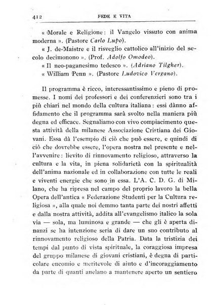 Fede e vita bollettino della Federazione italiana degli studenti per la cultura religiosa