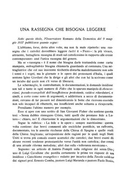 Fides rivista mensile della Pontificia opera per la preservazione della fede in Roma