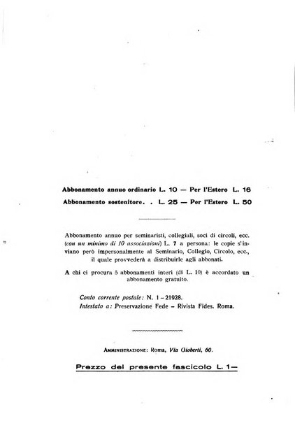 Fides rivista mensile della Pontificia opera per la preservazione della fede in Roma