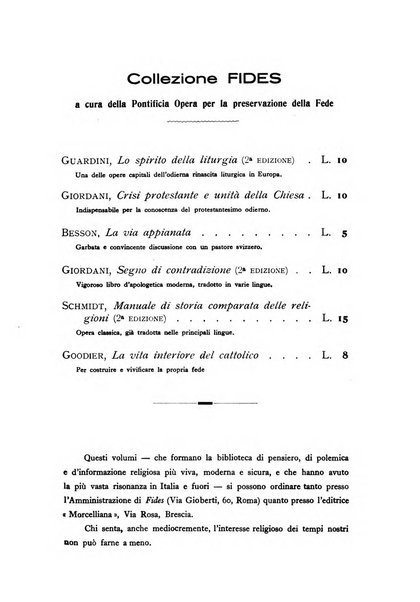 Fides rivista mensile della Pontificia opera per la preservazione della fede in Roma