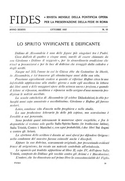 Fides rivista mensile della Pontificia opera per la preservazione della fede in Roma