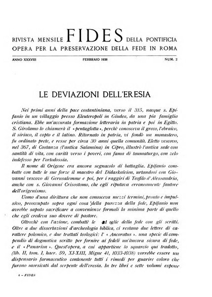 Fides rivista mensile della Pontificia opera per la preservazione della fede in Roma