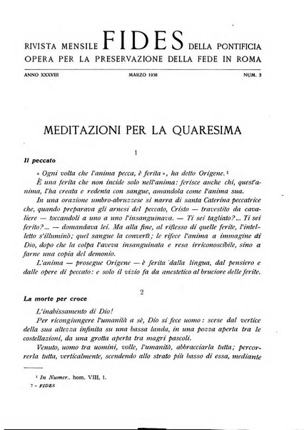 Fides rivista mensile della Pontificia opera per la preservazione della fede in Roma