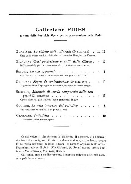 Fides rivista mensile della Pontificia opera per la preservazione della fede in Roma