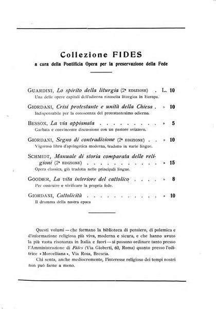 Fides rivista mensile della Pontificia opera per la preservazione della fede in Roma