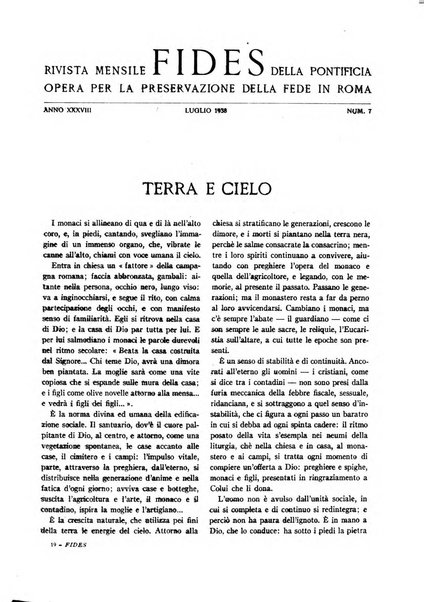 Fides rivista mensile della Pontificia opera per la preservazione della fede in Roma