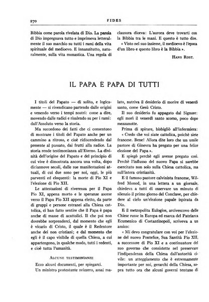 Fides rivista mensile della Pontificia opera per la preservazione della fede in Roma