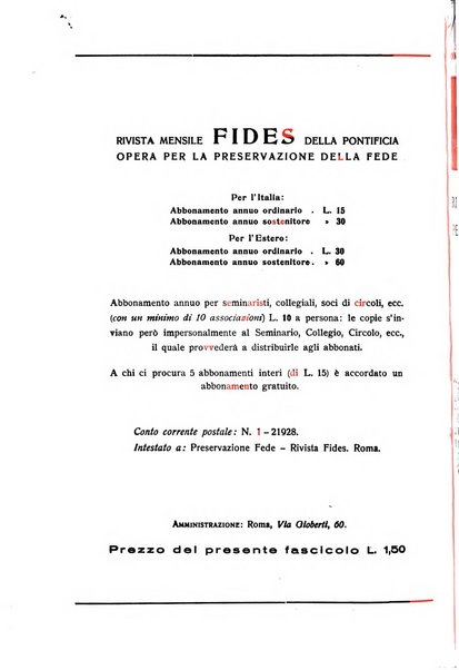 Fides rivista mensile della Pontificia opera per la preservazione della fede in Roma