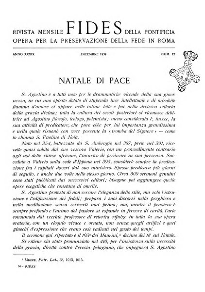 Fides rivista mensile della Pontificia opera per la preservazione della fede in Roma