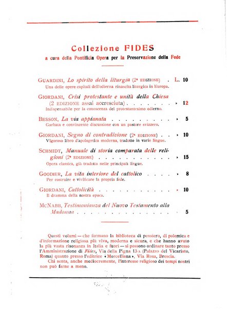 Fides rivista mensile della Pontificia opera per la preservazione della fede in Roma