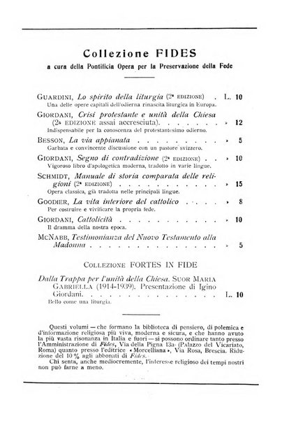 Fides rivista mensile della Pontificia opera per la preservazione della fede in Roma