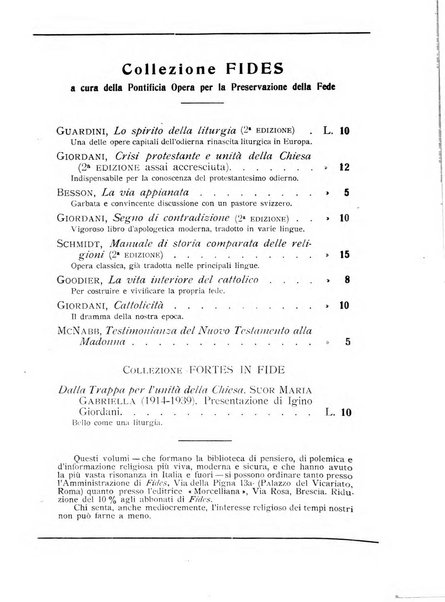 Fides rivista mensile della Pontificia opera per la preservazione della fede in Roma