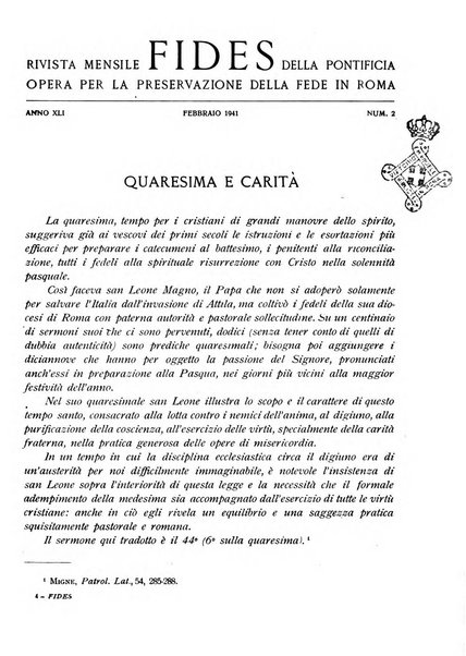 Fides rivista mensile della Pontificia opera per la preservazione della fede in Roma