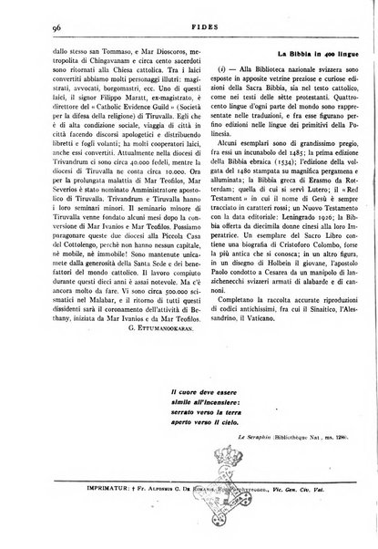 Fides rivista mensile della Pontificia opera per la preservazione della fede in Roma