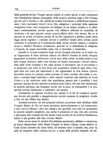 Fides rivista mensile della Pontificia opera per la preservazione della fede in Roma