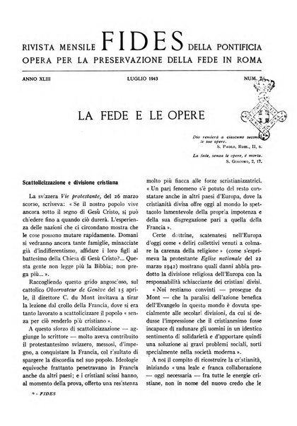 Fides rivista mensile della Pontificia opera per la preservazione della fede in Roma