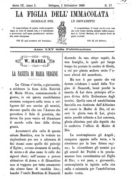 La figlia dell'immacolata periodico bolognese per le giovinette cattoliche